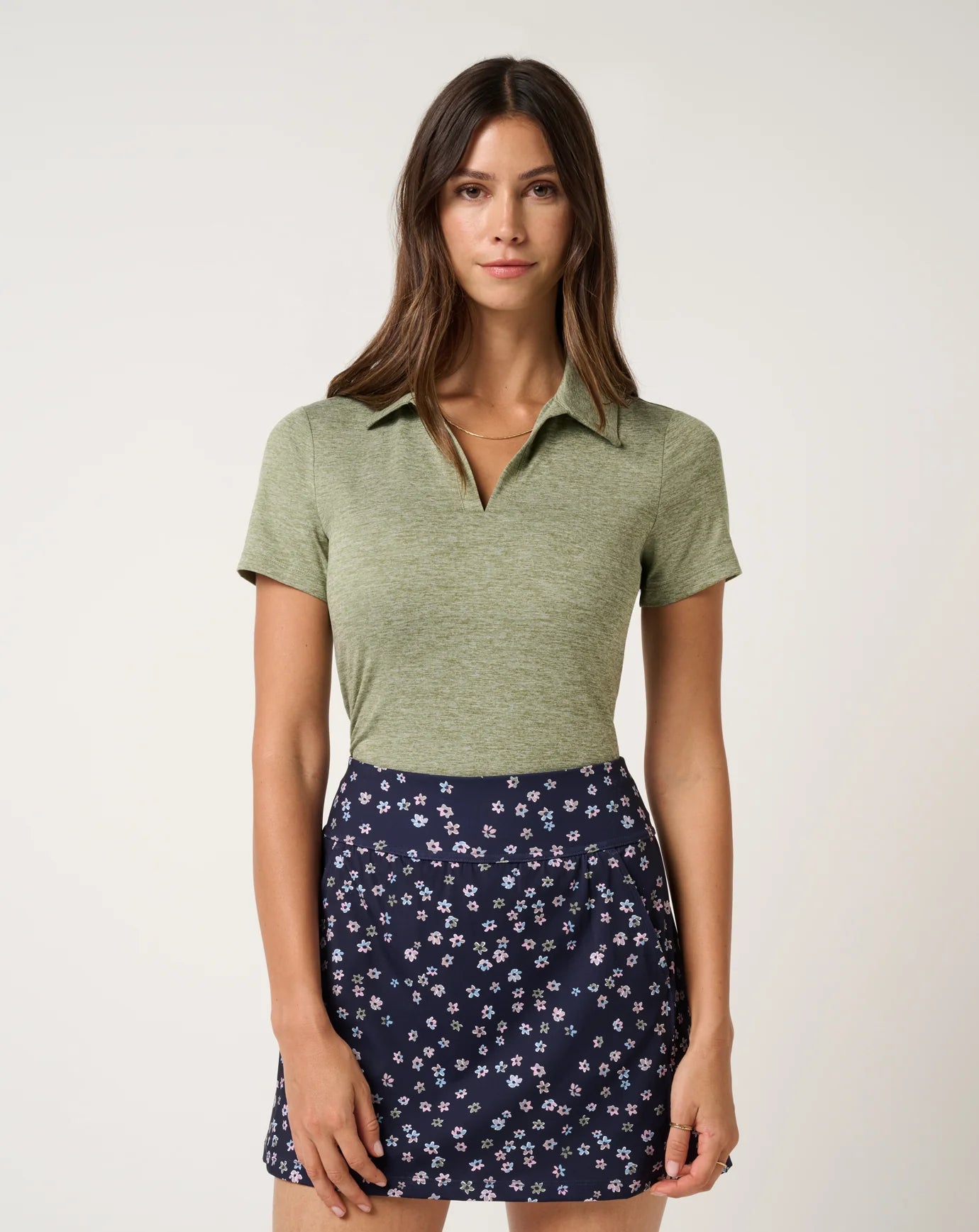 Skyloft Light SS polo - Heather Oil Green