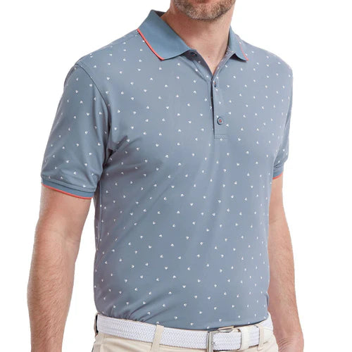 FootJoy Push Play Print Pique Polo Shirt - Graphite/White